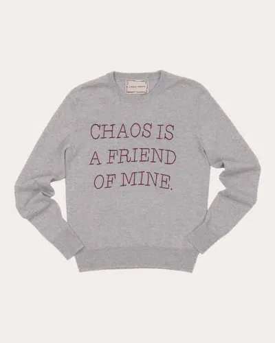 Lingua Franca Women's "chaos Is A Friend Of Mine" Embroidered Cashmere Sweater In Purple