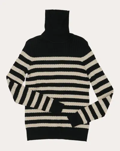 Lingua Franca Women's Morrissey Striped Jacquard-knit Turtleneck Sweater In Jet