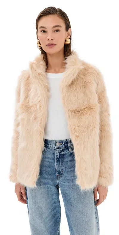 Lioness Bada Bing Faux Fur Jacket Beige