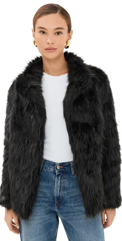 Lioness Bada Bing Faux Fur Jacket Onyx In Black