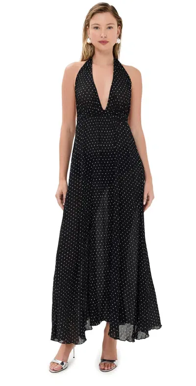 Lioness District Maxi Dress Onyx Polka In Black