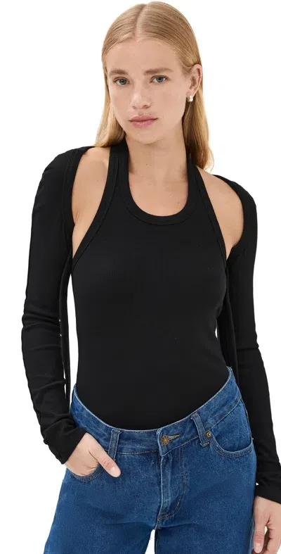 Lioness Sculpted Long Sleeve Tank Onyx In Black