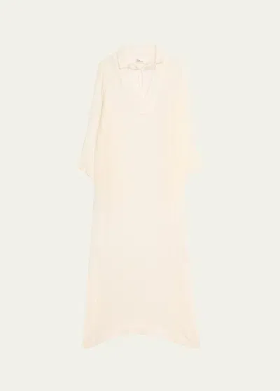 Lisa Marie Fernandez Hooded Belted Linen-gauze Robe In Wsg White Sorrent