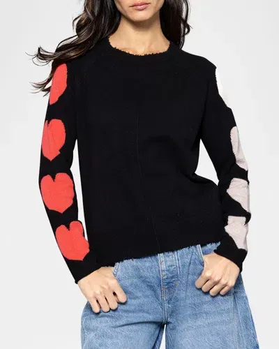 Lisa Todd Heart Stealer Intarsia Cashmere Sweater In Onyx