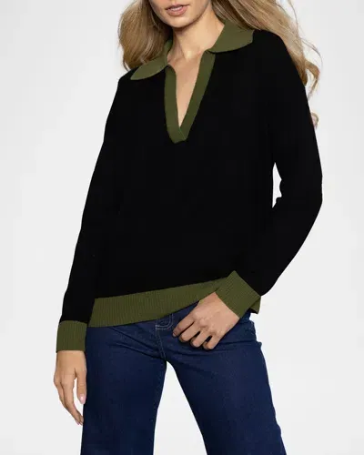 Lisa Todd Polo Pop Heart Intarsia Cashmere Sweater In Onyx