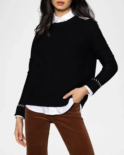 Lisa Todd Think Twice Whipstitch Cashmere Pullover In Onyx