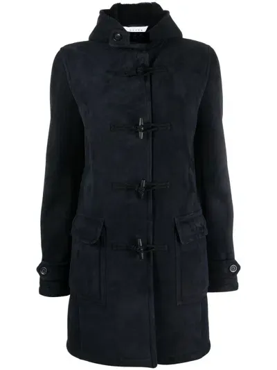 Liska Faux-fur Lined Suede Duffle Coat In Black