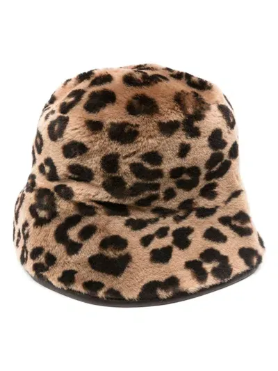 Liska Leopard-print Bucket Hat In Brown