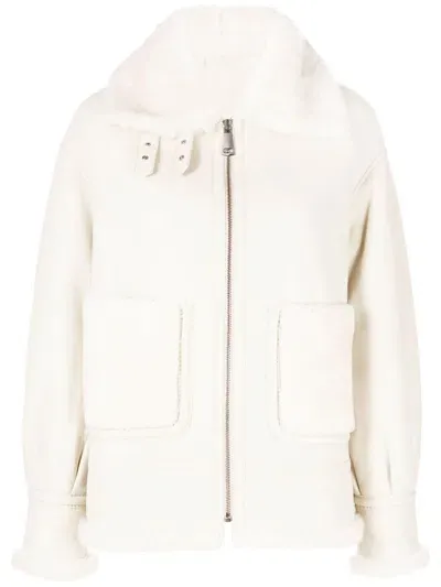 Liska Oversize Shearling Jacket In Nude