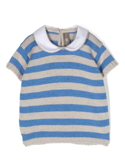 Little Bear Babies' Club-collar Striped Jumper In Neutrals