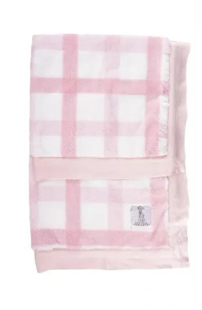 Little Giraffe Kids'  Luxe Plaid Faux Fur Baby Blanket In Dusty Pink