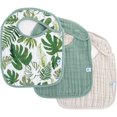 Little Unicorn Kids'  3-pack Classic Cotton Muslin Bibs In Tropical Leaf