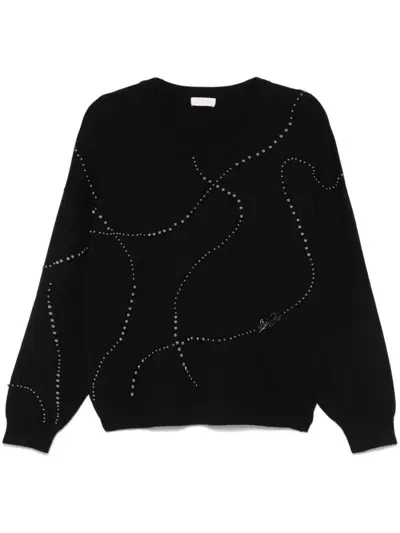 Liu •jo Bead-embellished Sweater In Black