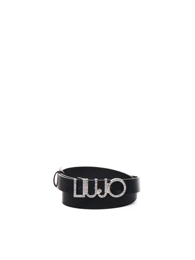 Liu •jo Belt With Lettering Logo Buckle In Black