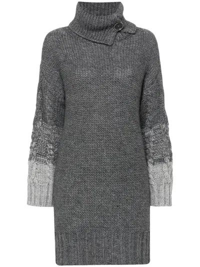 Liu •jo Cable-knit Mini Dress In Grau