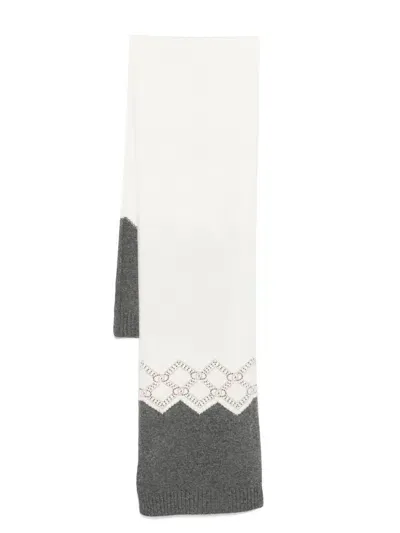 Liu •jo Crystal-logo Scarf In White