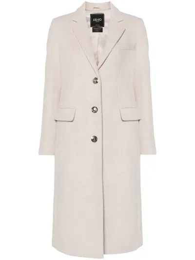 Liu •jo Embossed-buttons Coat In Beige