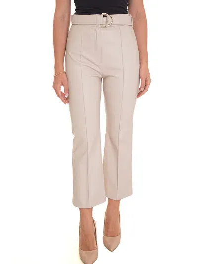 Liu •jo Faux Leather Trousers In Beige