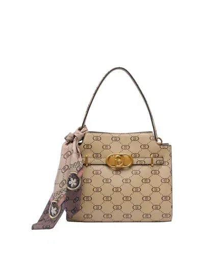 Liu •jo Foulard Logo Hand Bag In Beige