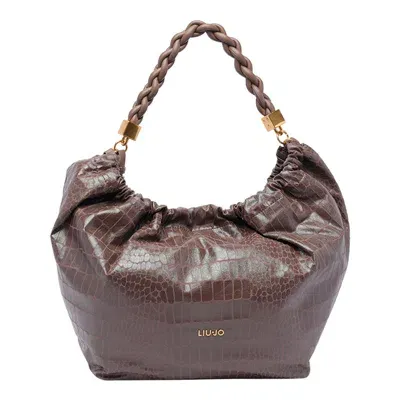 Liu •jo Large Logo Hobo Bag In Brown