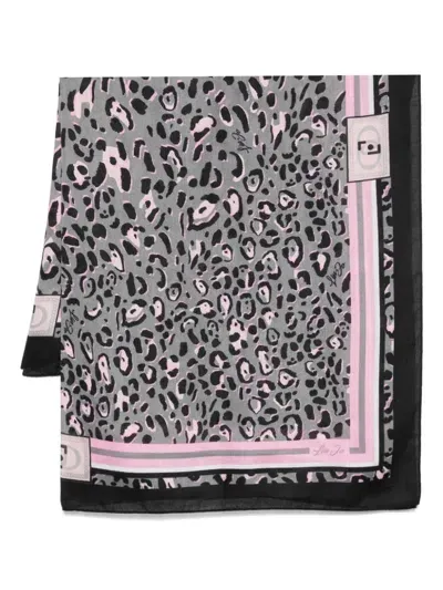 Liu •jo Leopard-print Scarf In Black