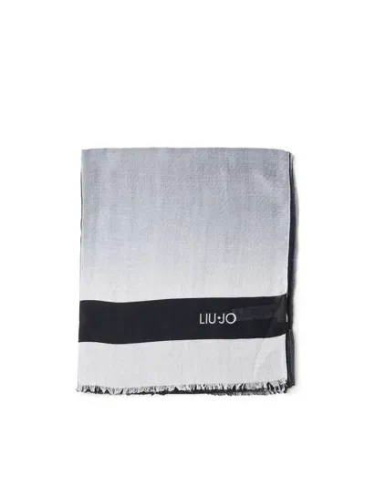 Liu •jo Lightweight Scarf With Logo In Black