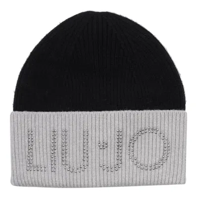 Liu •jo Logo Studs Beanie In Black