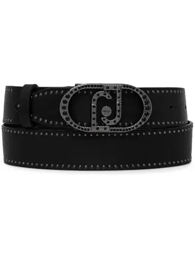 Liu •jo Logo Buckle Belt In Black