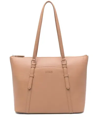 Liu •jo Logo-embossed Tote Bag In Braun