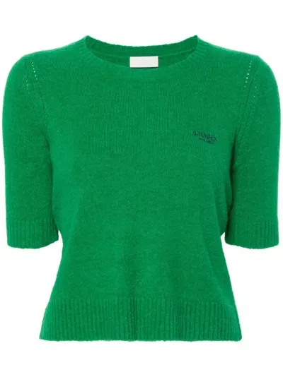 Liu •jo Logo-embroidered Sweater In Green