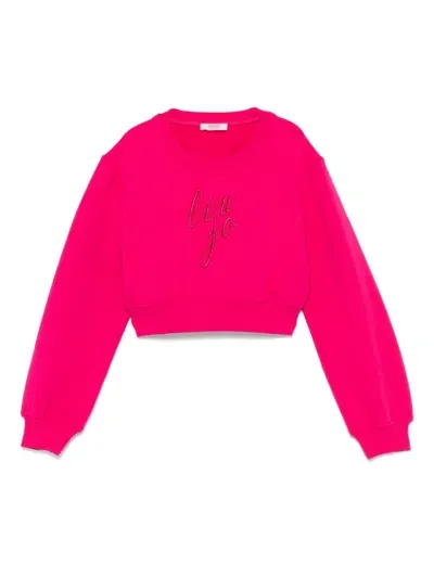 Liu •jo Kids' Logo-embroidered Sweatshirt In Pink