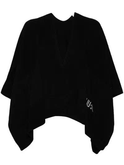 Liu •jo Logo-intarsia Cape In Schwarz