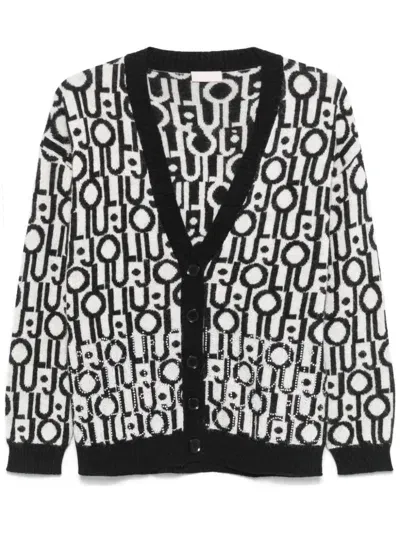 Liu •jo Logo-jacquard Cardigan In Black