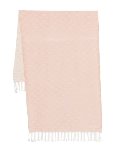 Liu •jo Logo-jacquard Lurex Scarf In Pink