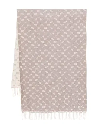 Liu •jo Logo-jacquard Scarf In Neutrals