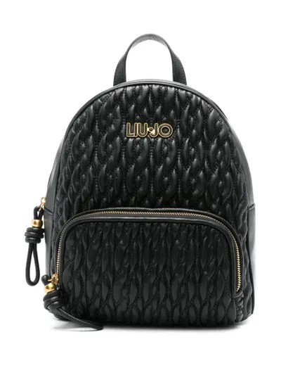 Liu •jo Logo-lettering Backpack In Black