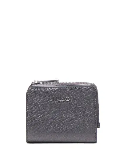 Liu •jo Logo-plaque Faux-leather Wallet In Grey