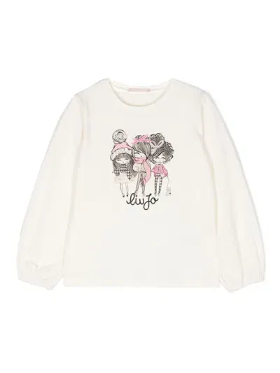 Liu •jo Kids' Logo-print Sweatshirt In Neutrals