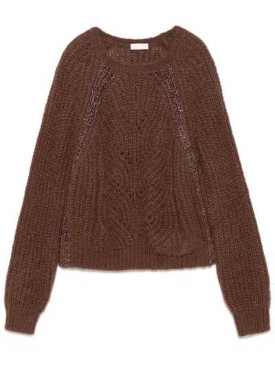 Liu •jo Lurex-detail Sweater In Brown