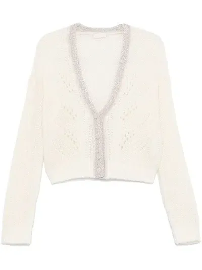 Liu •jo Metallic-detailed Cardigan In White