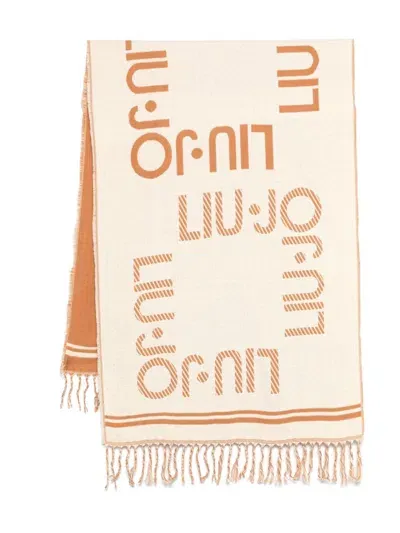 Liu •jo Monogram-jacquard Scarf In Neutrals