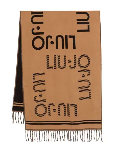 Liu •jo Monogram-jacquard Scarf In Neutrals