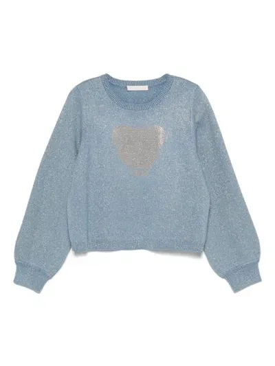 Liu •jo Kids' Stud-embellished Sweater In Blue