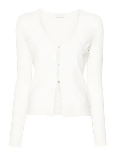 Liu •jo Crystal-button Cardigan In White