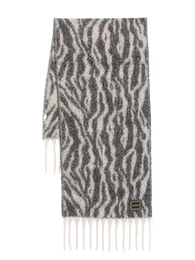 Liu •jo Zebra-pattern Scarf In Grey