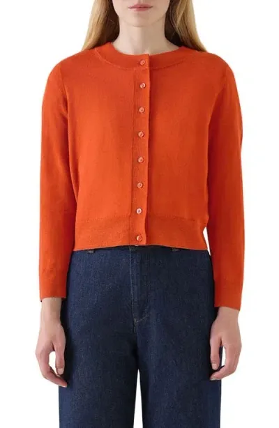 Lk Bennett Connie Merino Wool Cardigan In Orange