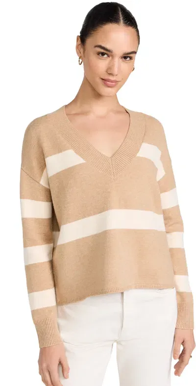 Lna Morjana Sweater Camel Stripe In Tan