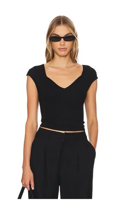 Lna Nouvelle Ribbed Top In Black