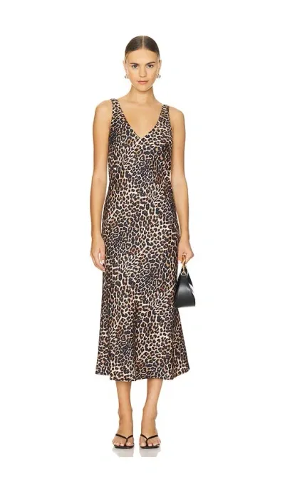 Lna V Slip Dress In Brown