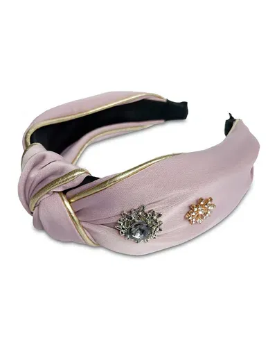 Locks & Mane Jeweled Knotted Headband In Pink